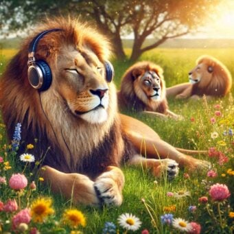 Lejon lyssnar på Mother Earth Radio